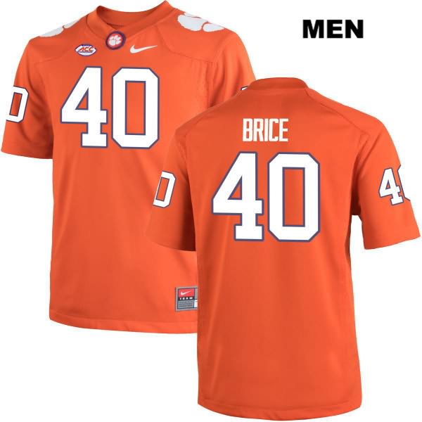 Men's Clemson Tigers #40 Jaquarius Brice Stitched Orange Authentic Nike NCAA College Football Jersey QHV0146WX